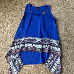 Womens blue pink asymmetrical blouse rue 21